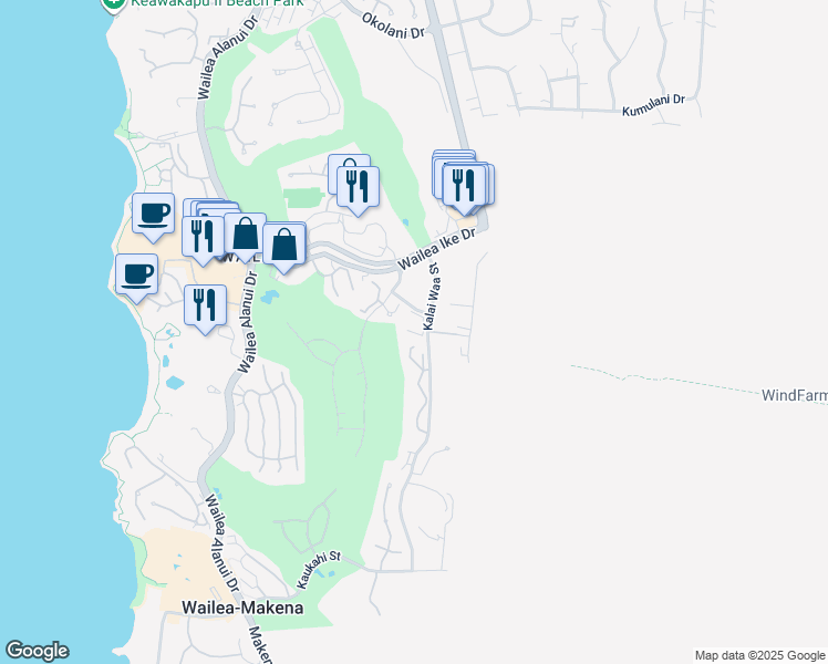 map of restaurants, bars, coffee shops, grocery stores, and more near 10 Wailea Ekolu Place in Kihei