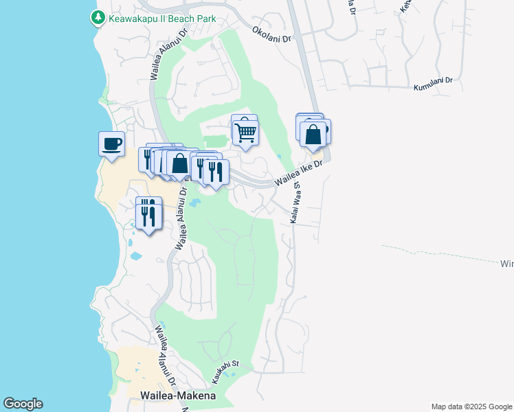 map of restaurants, bars, coffee shops, grocery stores, and more near 10 Wailea Ekolu Place in Kihei
