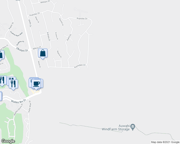 map of restaurants, bars, coffee shops, grocery stores, and more near 3545 Lanihou Place in Kihei