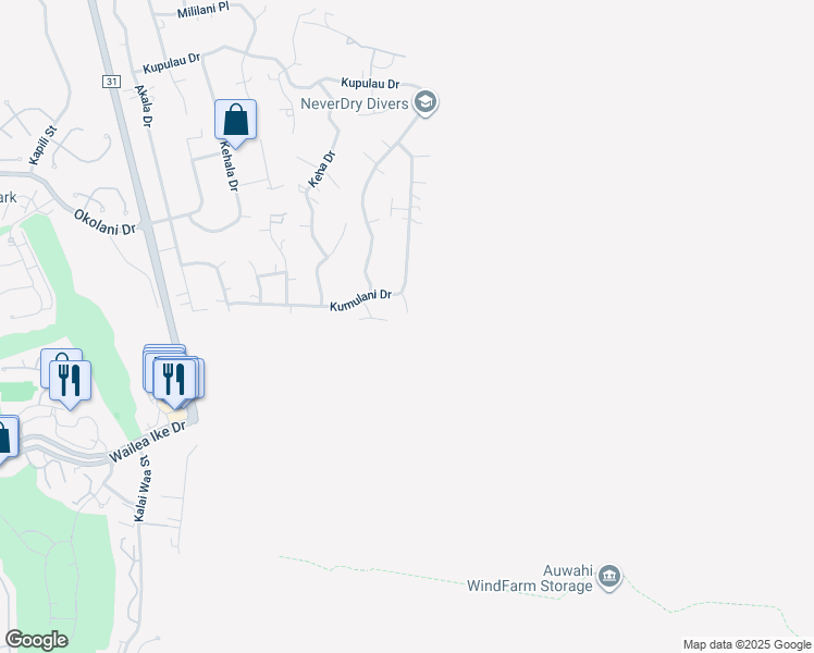 map of restaurants, bars, coffee shops, grocery stores, and more near 3548 Lanihou Place in Kihei