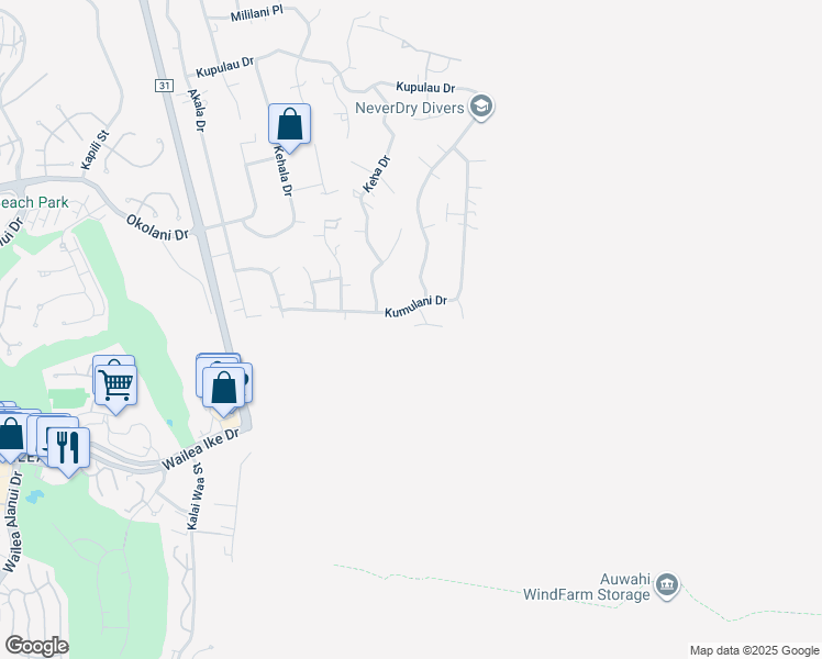 map of restaurants, bars, coffee shops, grocery stores, and more near 1184 Lauli Place in Kihei