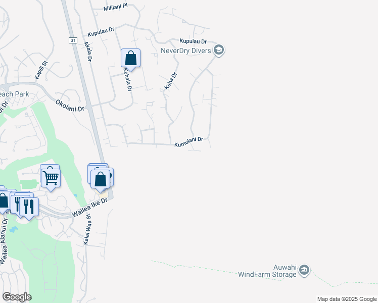 map of restaurants, bars, coffee shops, grocery stores, and more near 1184 Lauli Place in Kihei
