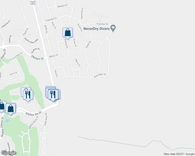 map of restaurants, bars, coffee shops, grocery stores, and more near 1168 Lauli Place in Kihei