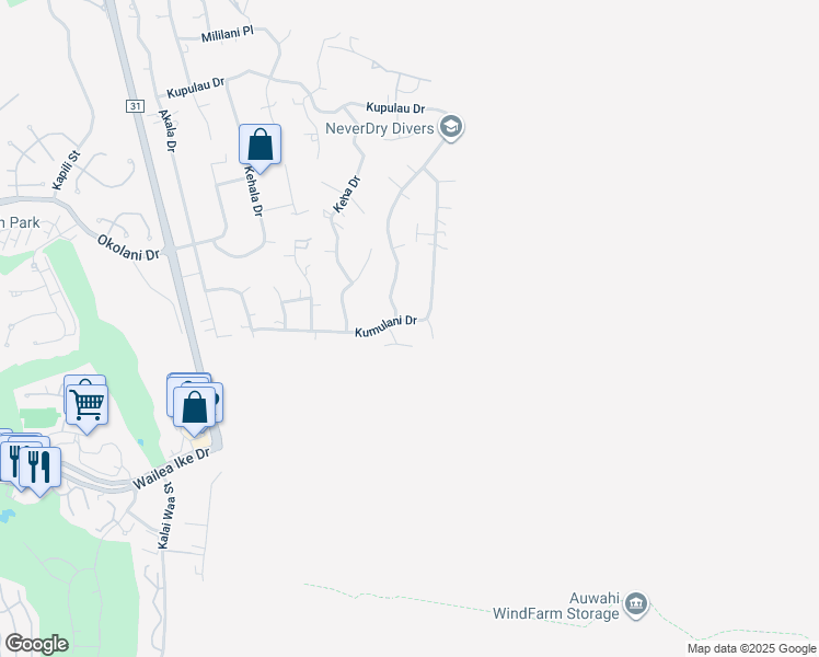 map of restaurants, bars, coffee shops, grocery stores, and more near 688 Kumulani Drive in Kihei