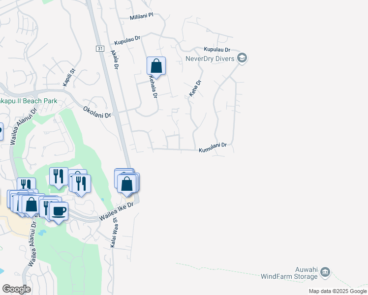 map of restaurants, bars, coffee shops, grocery stores, and more near 3569 Malina Place in Kihei