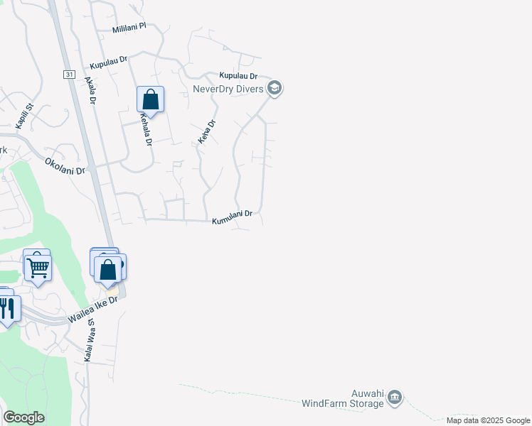 map of restaurants, bars, coffee shops, grocery stores, and more near 3525 Lanihou Place in Kihei