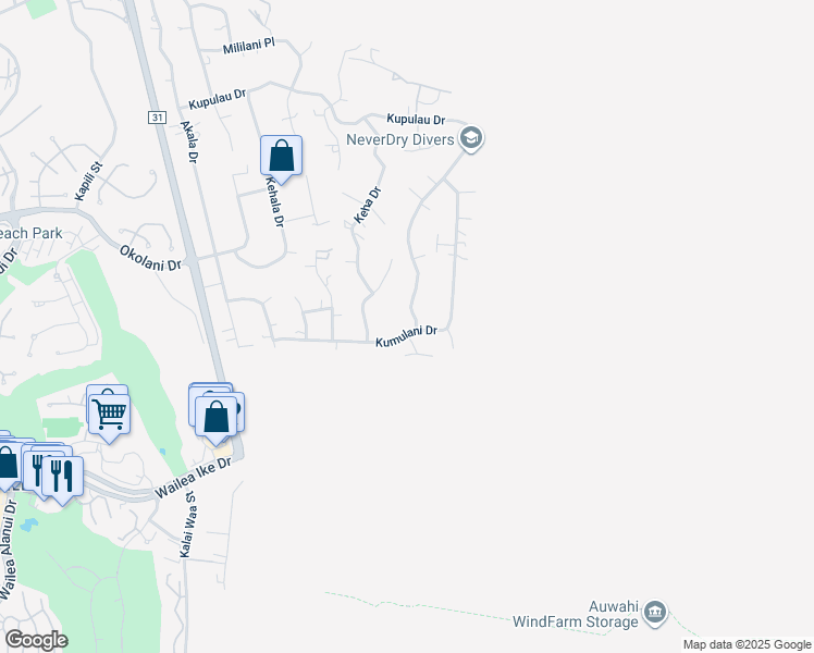 map of restaurants, bars, coffee shops, grocery stores, and more near 1148 Kupulau Drive in Kihei