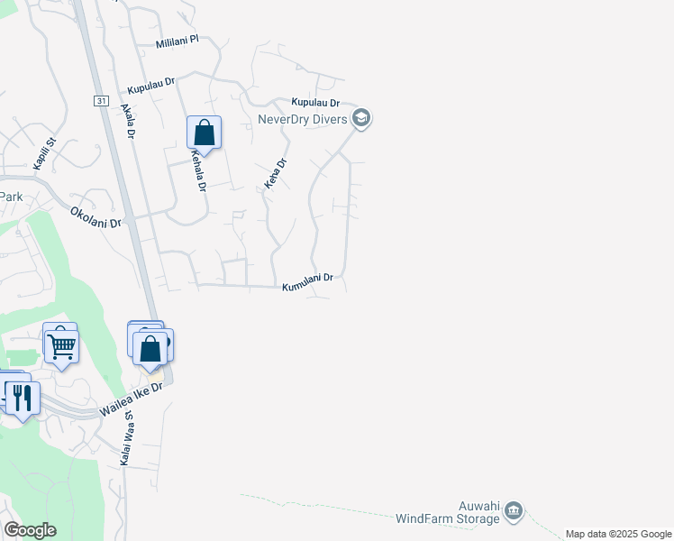 map of restaurants, bars, coffee shops, grocery stores, and more near 711 Kumulani Drive in Kihei