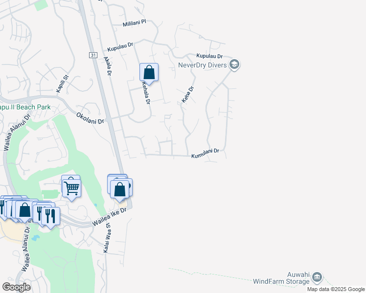 map of restaurants, bars, coffee shops, grocery stores, and more near 3502 Hookipa Place in Kihei