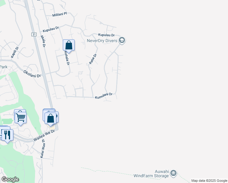 map of restaurants, bars, coffee shops, grocery stores, and more near 711 Kumulani Drive in Kihei