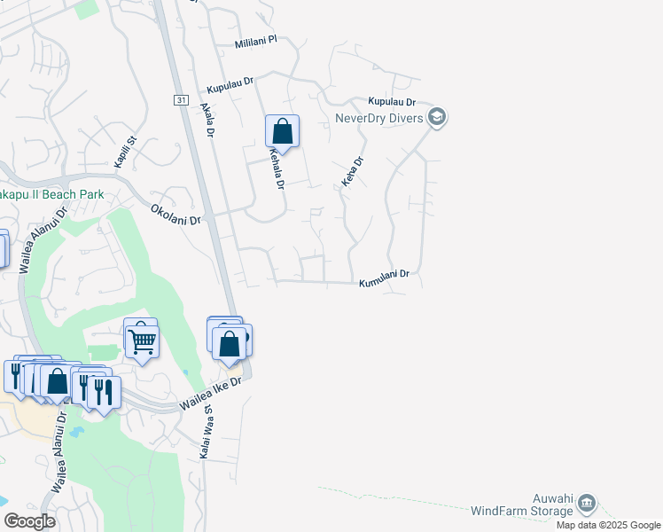 map of restaurants, bars, coffee shops, grocery stores, and more near 3549 Malina Place in Kihei