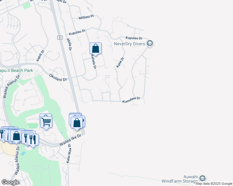 map of restaurants, bars, coffee shops, grocery stores, and more near 3490 Hookipa Place in Kihei