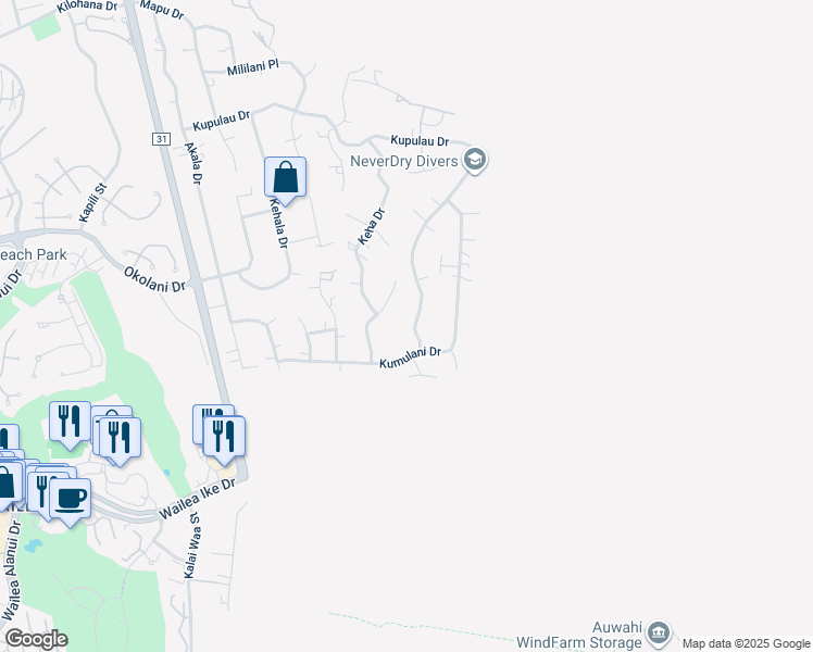 map of restaurants, bars, coffee shops, grocery stores, and more near 1118 Kupulau Drive in Kihei