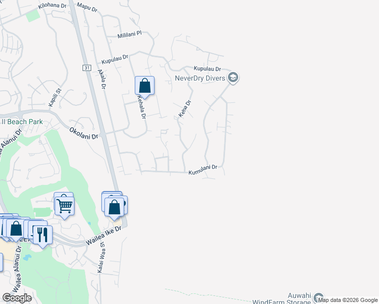 map of restaurants, bars, coffee shops, grocery stores, and more near 3467 Hookipa Place in Kihei