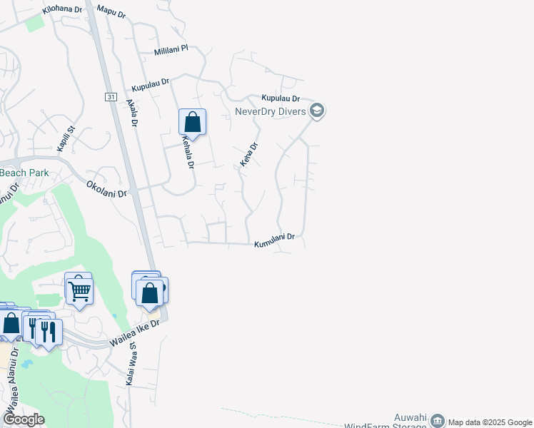 map of restaurants, bars, coffee shops, grocery stores, and more near 3435 Hookipa Place in Kihei