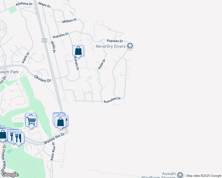 map of restaurants, bars, coffee shops, grocery stores, and more near 1108 Kupulau Drive in Kihei