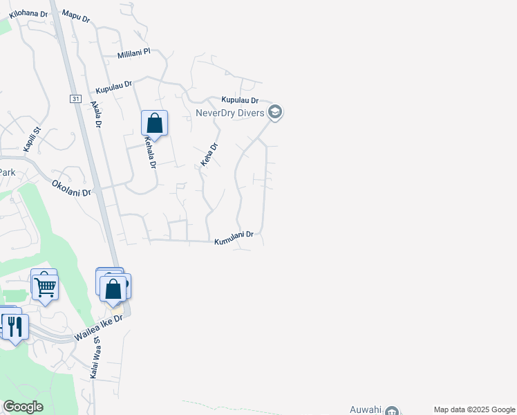map of restaurants, bars, coffee shops, grocery stores, and more near 769 Kumulani Drive in Kihei
