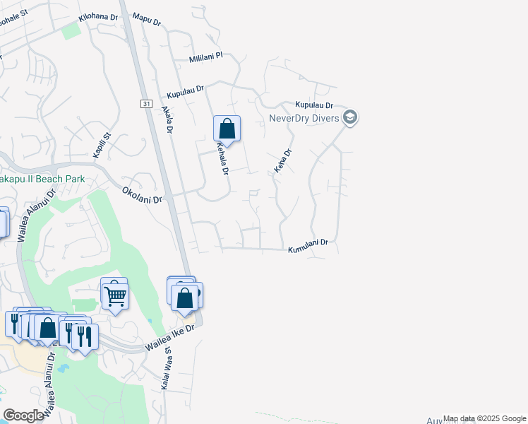 map of restaurants, bars, coffee shops, grocery stores, and more near 3505 Malina Place in Kihei
