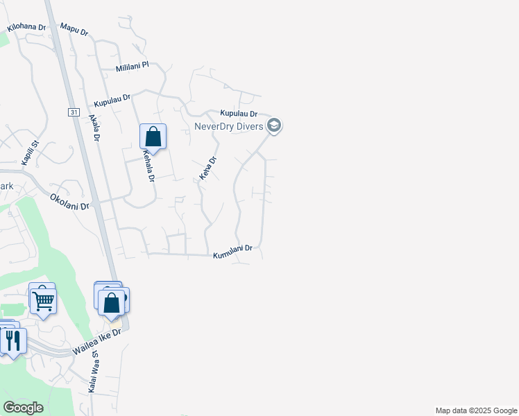 map of restaurants, bars, coffee shops, grocery stores, and more near 803 Kumulani Drive in Kihei