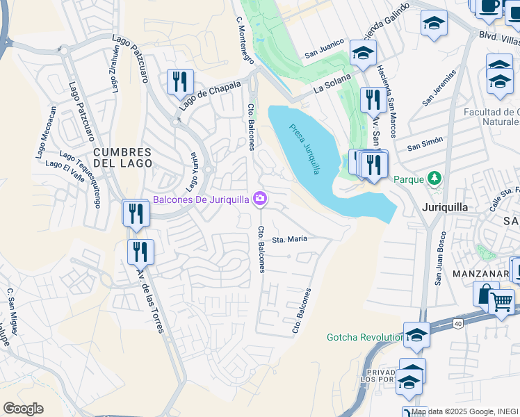 map of restaurants, bars, coffee shops, grocery stores, and more near Circuito Balcones in El Salitre