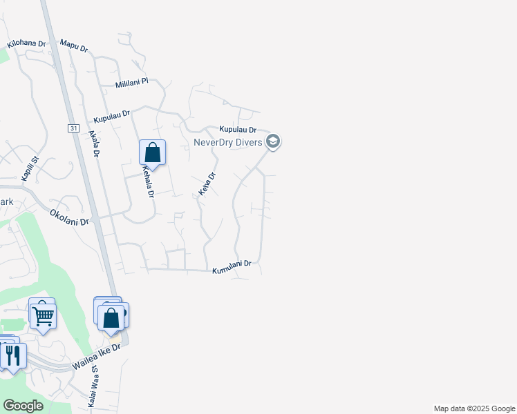 map of restaurants, bars, coffee shops, grocery stores, and more near 837 Kumulani Drive in Kihei