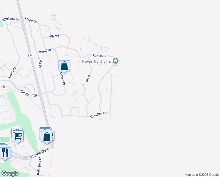 map of restaurants, bars, coffee shops, grocery stores, and more near 837 Kumulani Drive in Kihei