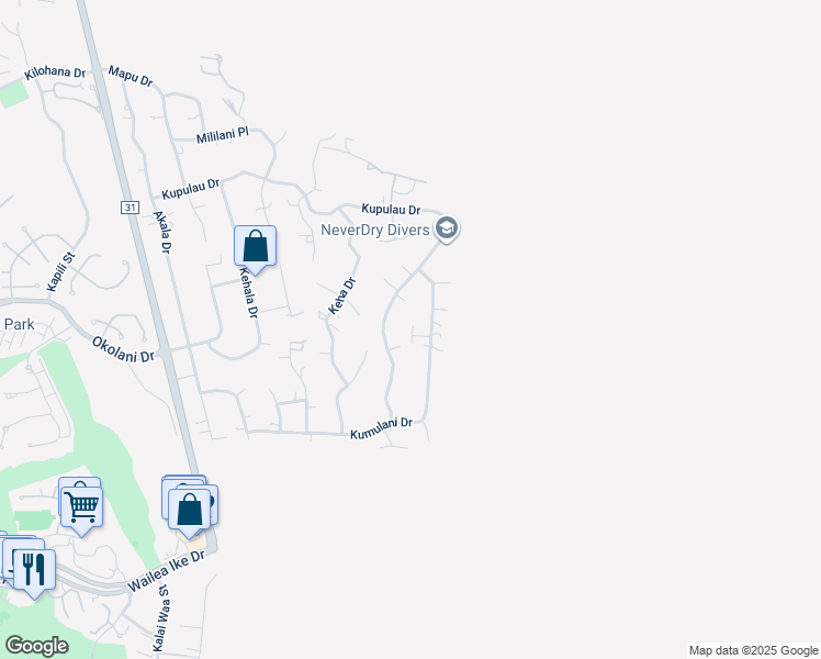 map of restaurants, bars, coffee shops, grocery stores, and more near 831 Kumulani Drive in Kihei