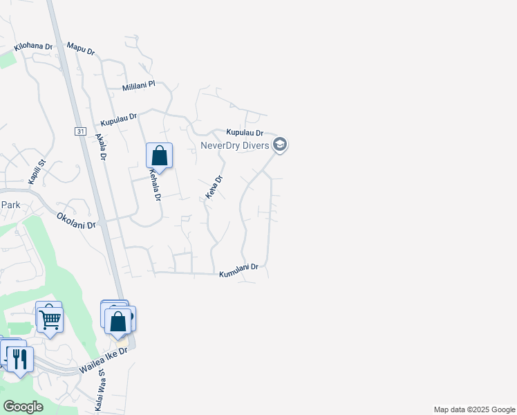 map of restaurants, bars, coffee shops, grocery stores, and more near 831 Kumulani Drive in Kihei