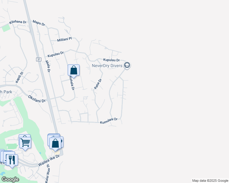 map of restaurants, bars, coffee shops, grocery stores, and more near 1009 Kupulau Drive in Kihei