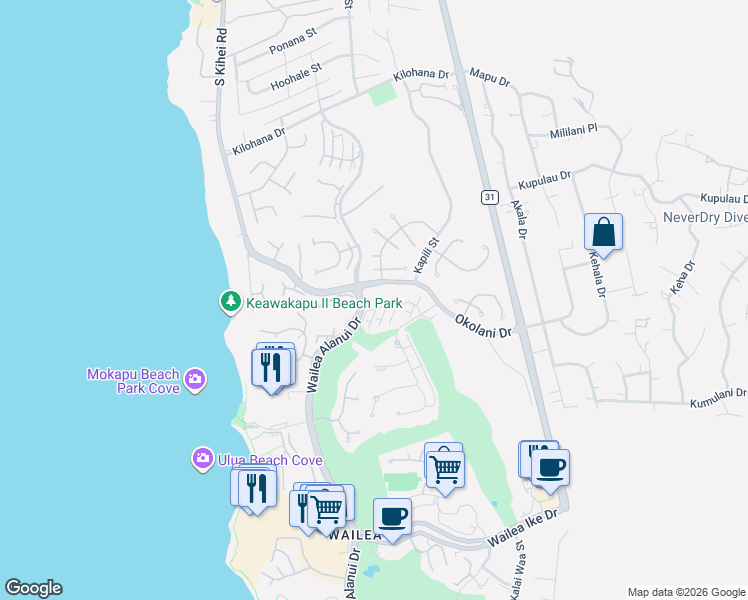 map of restaurants, bars, coffee shops, grocery stores, and more near in Wailea-Makena