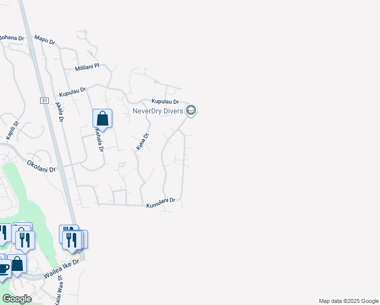 map of restaurants, bars, coffee shops, grocery stores, and more near 854 Kumulani Drive in Kihei