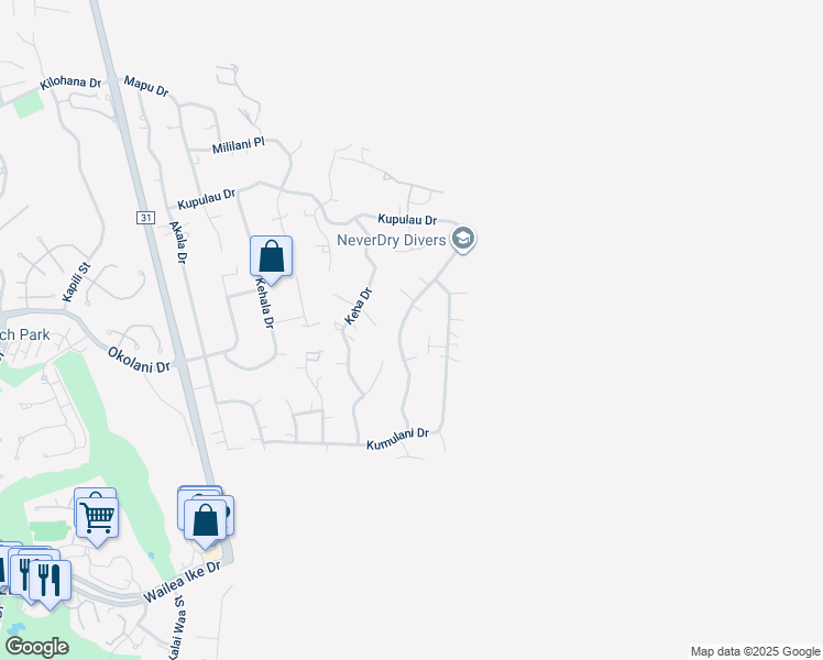 map of restaurants, bars, coffee shops, grocery stores, and more near 1009 Kupulau Drive in Kihei