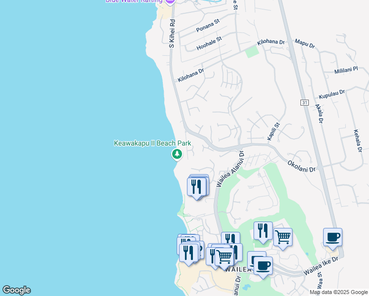 map of restaurants, bars, coffee shops, grocery stores, and more near 3244 South Kihei Road in Kihei