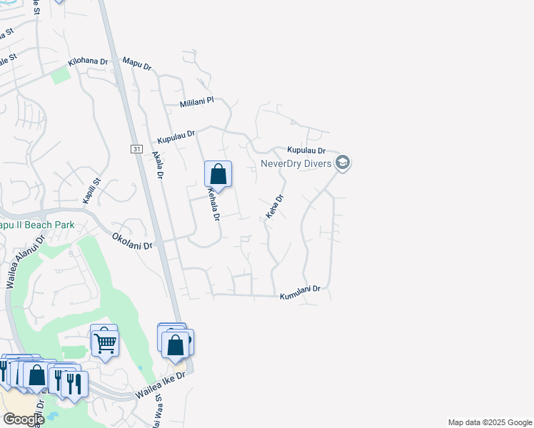 map of restaurants, bars, coffee shops, grocery stores, and more near 3354 Keha Drive in Kihei