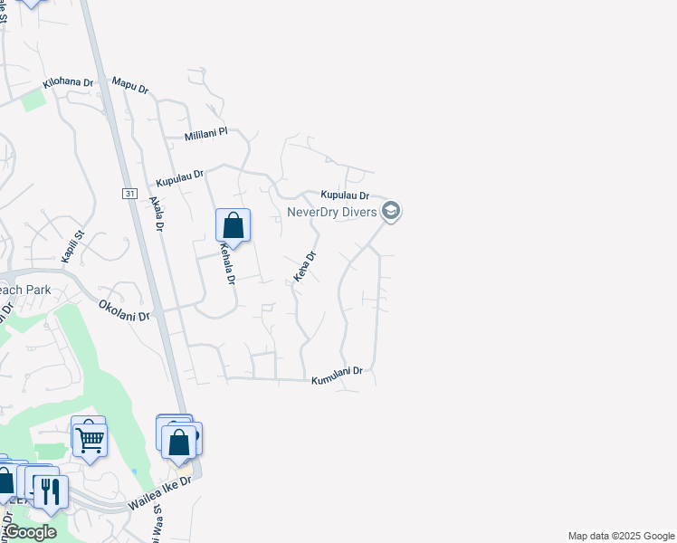 map of restaurants, bars, coffee shops, grocery stores, and more near 986 Kupulau Drive in Kihei