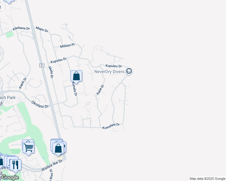 map of restaurants, bars, coffee shops, grocery stores, and more near 986 Kupulau Drive in Kihei