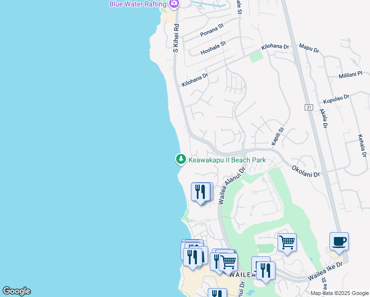 map of restaurants, bars, coffee shops, grocery stores, and more near 3234 South Kihei Road in Kihei