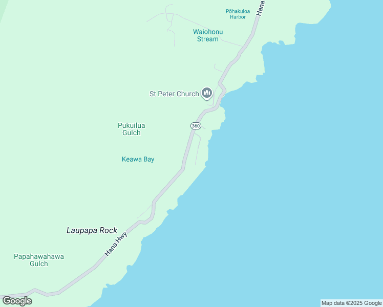 map of restaurants, bars, coffee shops, grocery stores, and more near 50 Kapohue Road in Hana