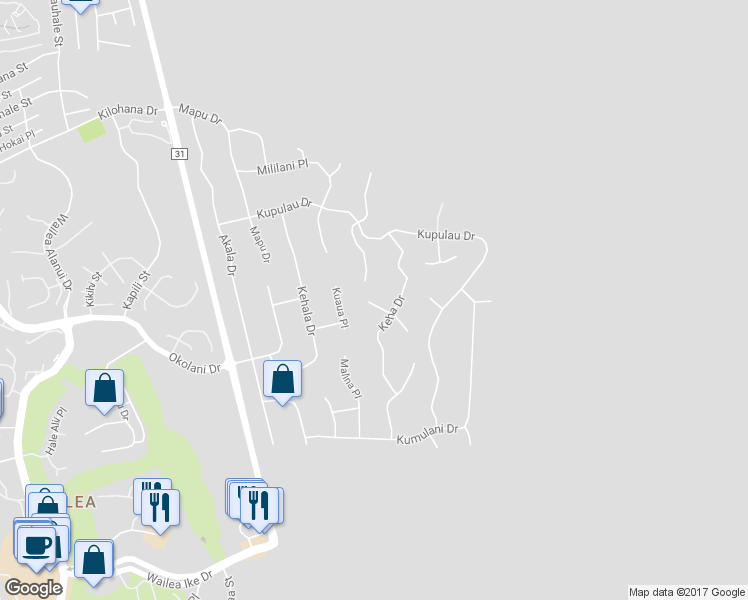 map of restaurants, bars, coffee shops, grocery stores, and more near 569 Kaleo Place in Kihei