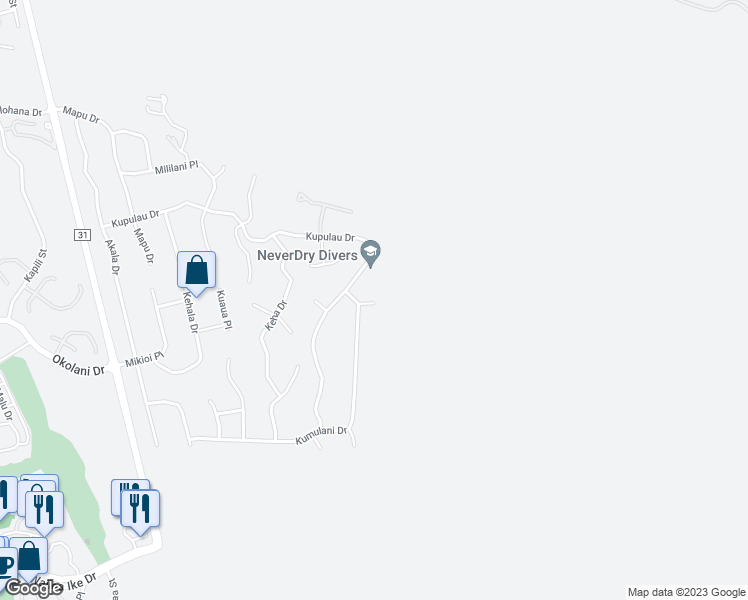 map of restaurants, bars, coffee shops, grocery stores, and more near 753 Launa Drive in Kihei