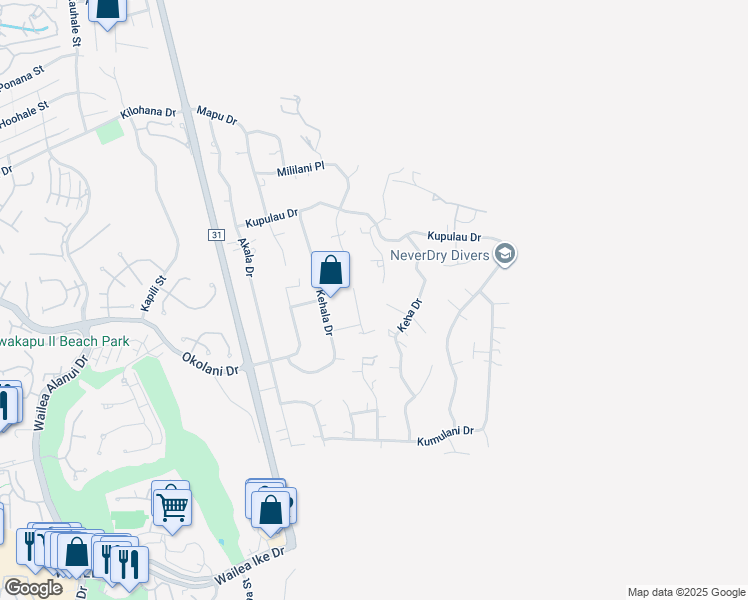 map of restaurants, bars, coffee shops, grocery stores, and more near 559 Kaleo Place in Kihei