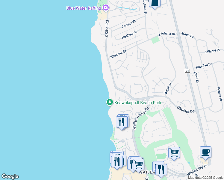 map of restaurants, bars, coffee shops, grocery stores, and more near 3200 South Kihei Road in Kihei