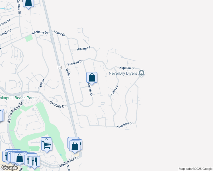 map of restaurants, bars, coffee shops, grocery stores, and more near 561 Kaleo Place in Kihei