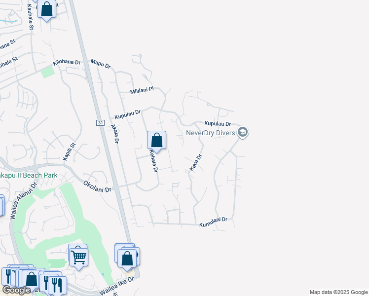 map of restaurants, bars, coffee shops, grocery stores, and more near 3303 Waileia Place in Kihei