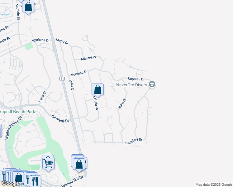 map of restaurants, bars, coffee shops, grocery stores, and more near 3303 Waileia Place in Kihei