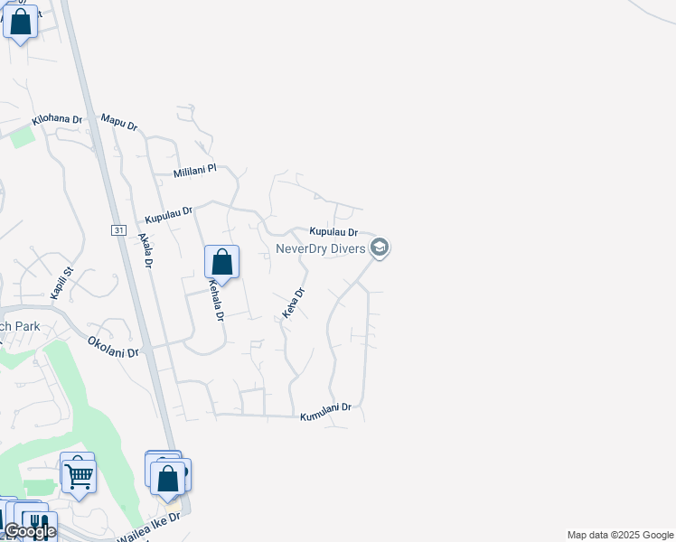 map of restaurants, bars, coffee shops, grocery stores, and more near 758 Lanina Street in Kihei