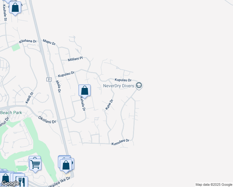 map of restaurants, bars, coffee shops, grocery stores, and more near 3275 Keha Drive in Kihei