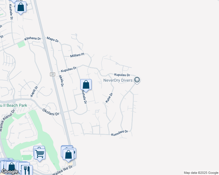 map of restaurants, bars, coffee shops, grocery stores, and more near 3264 Keha Drive in Kihei