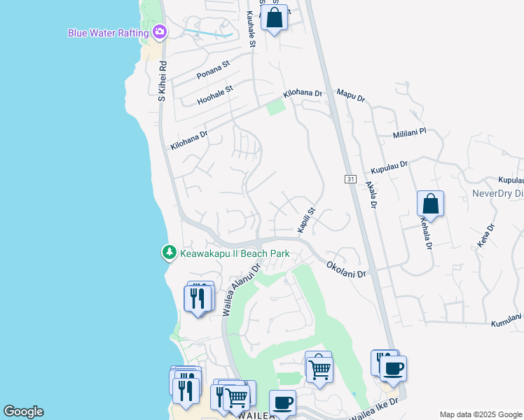 map of restaurants, bars, coffee shops, grocery stores, and more near 172 West Ikea Moku Place in Kihei