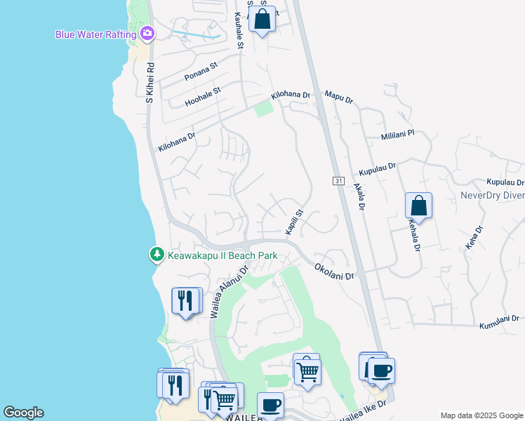 map of restaurants, bars, coffee shops, grocery stores, and more near 172 West Ikea Moku Place in Kihei